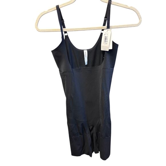 SPANX Open Bust Mid Thigh Bodysuit Shapewear Black XL NWT